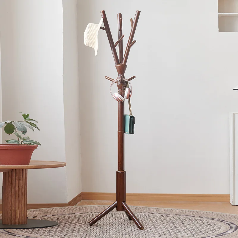 Ash wood coat rack, all solid wood clothes rack, floor-to-ceiling bedroom rack, living room