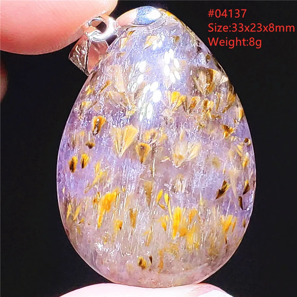 Natural Cacoxenite Gold Rutilated Pendant Necklace Jewelry Water Drop Gemstone Auralite 23 Bead From Canada AAAAAA