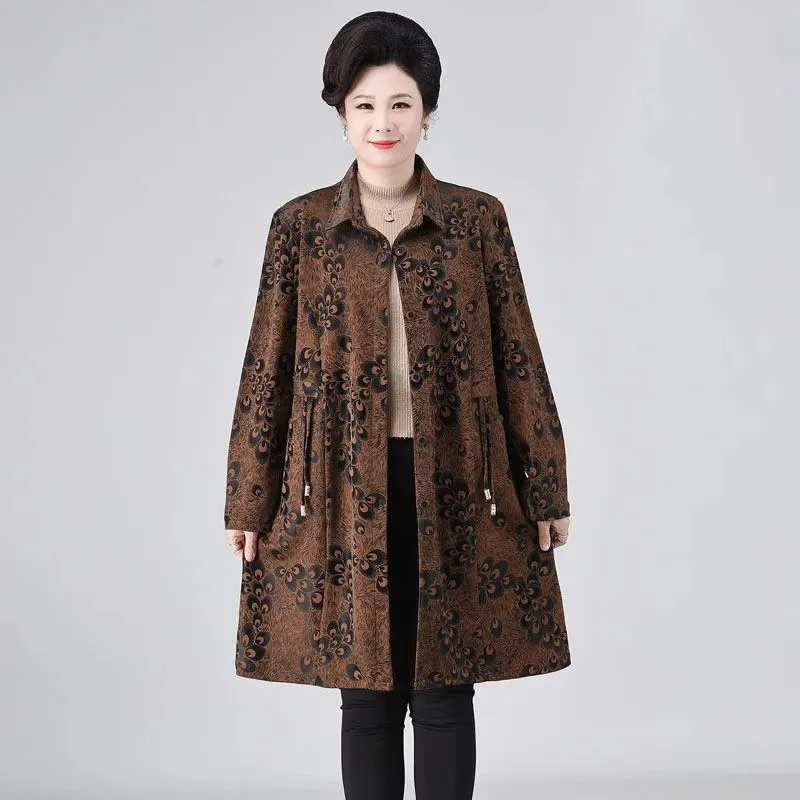 High Quality Women\'s Elegant Trench Coats 2022 Fashion Double-Breasted Belt Jacquard Autumn Winter Outerwear 5XL W989