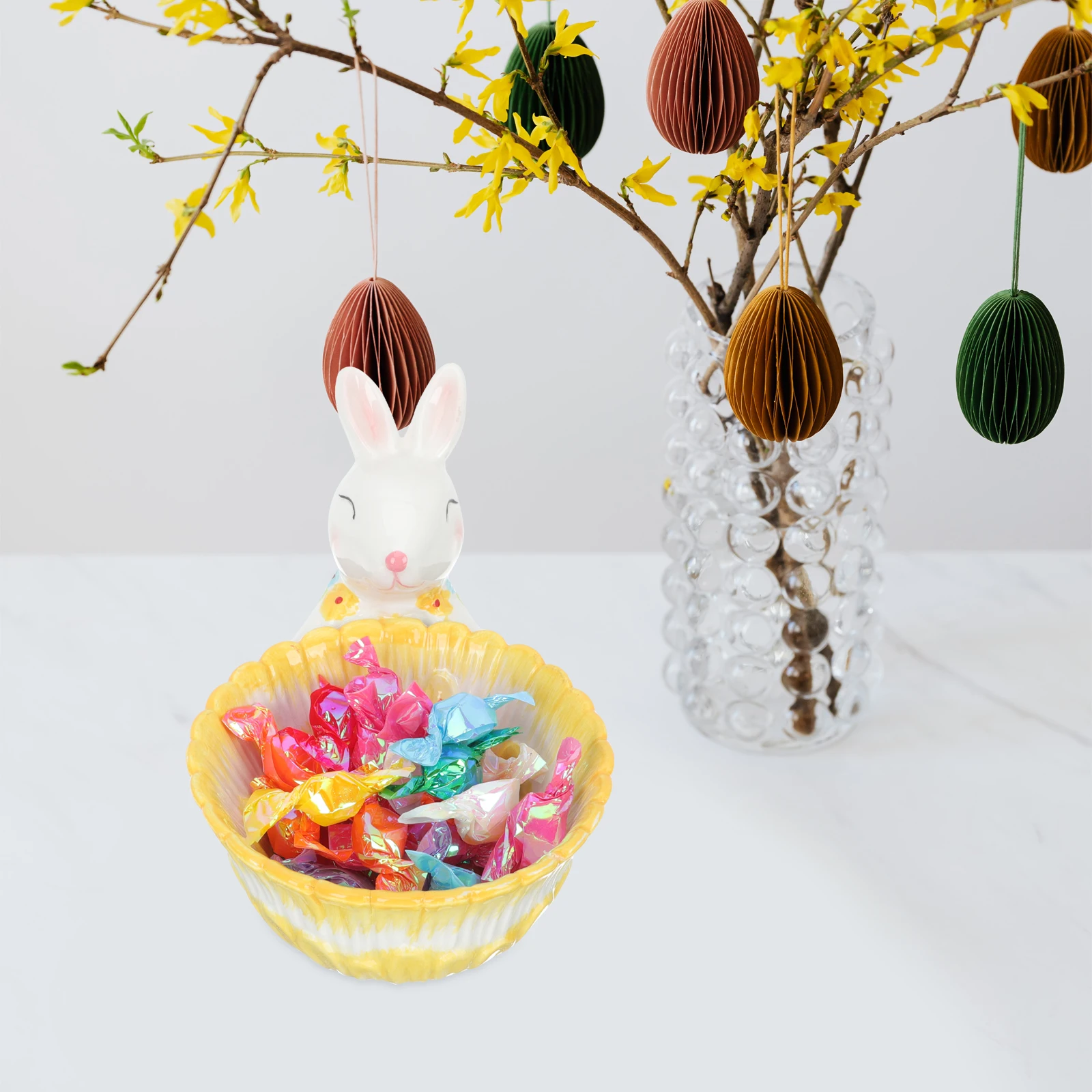 

Small Rabbit Basket Decor Ceramic Easter Food Bowl Fine Polishing No Burr for Party Favor Garden Decoration Ceramic Candy Bowl