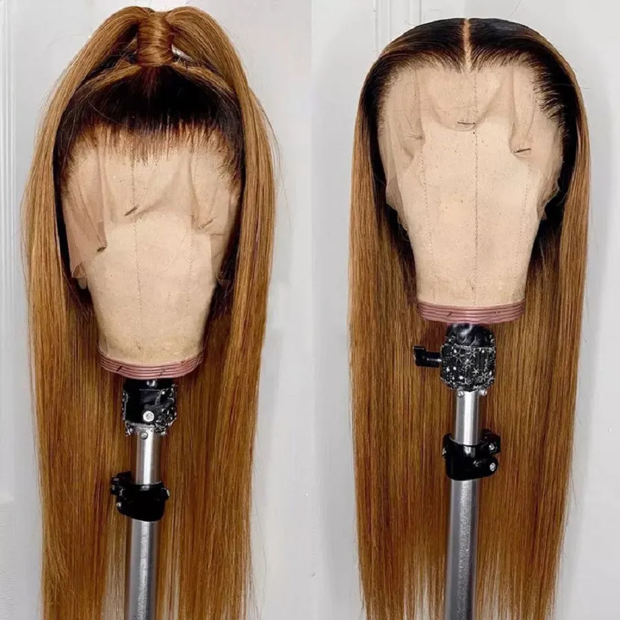 

Ombre Blonde 26inch Long Preplucked 180Density Glueless Natural Hairline Straight Lace Front Wig For Black Women BabyHair Daily