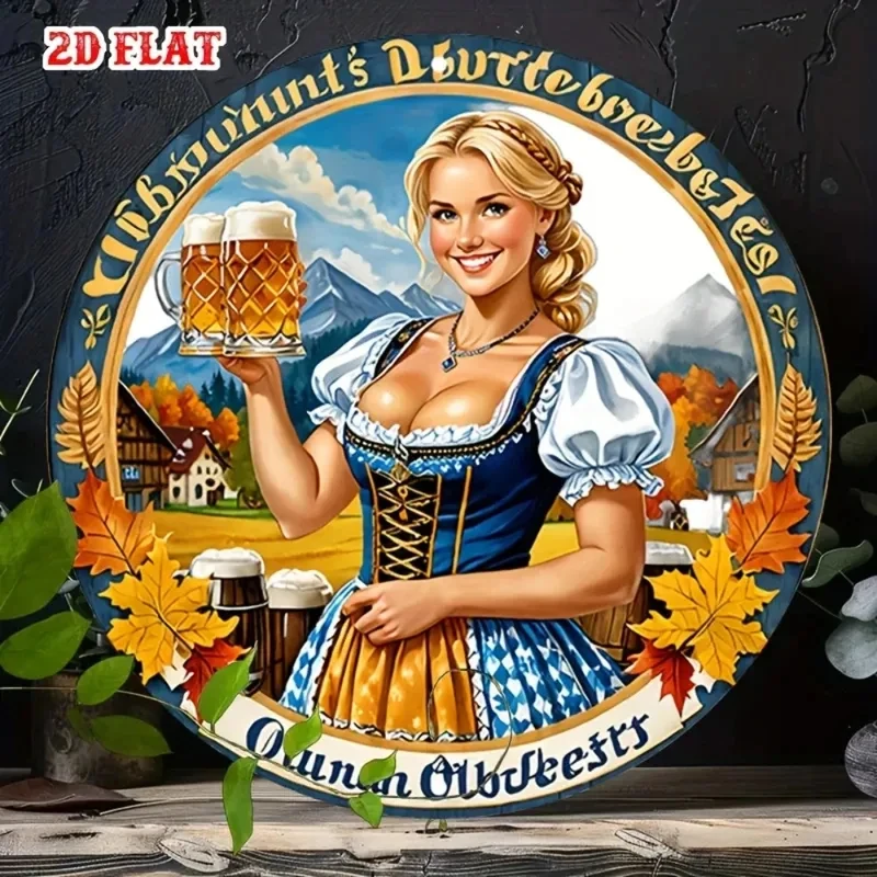 2D Flat Blonde Aluminum Metal Tin Sign, Retro Round Aluminum Sign, Vintage  Round Aluminum Sign - Beer Rustic Metal Wall Art 1pc