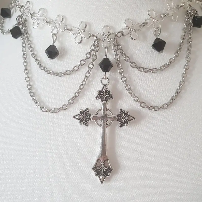 Amazing cross princess rosary gothic necklace Style Grunge necklaces women 2021 jewelrye y2k