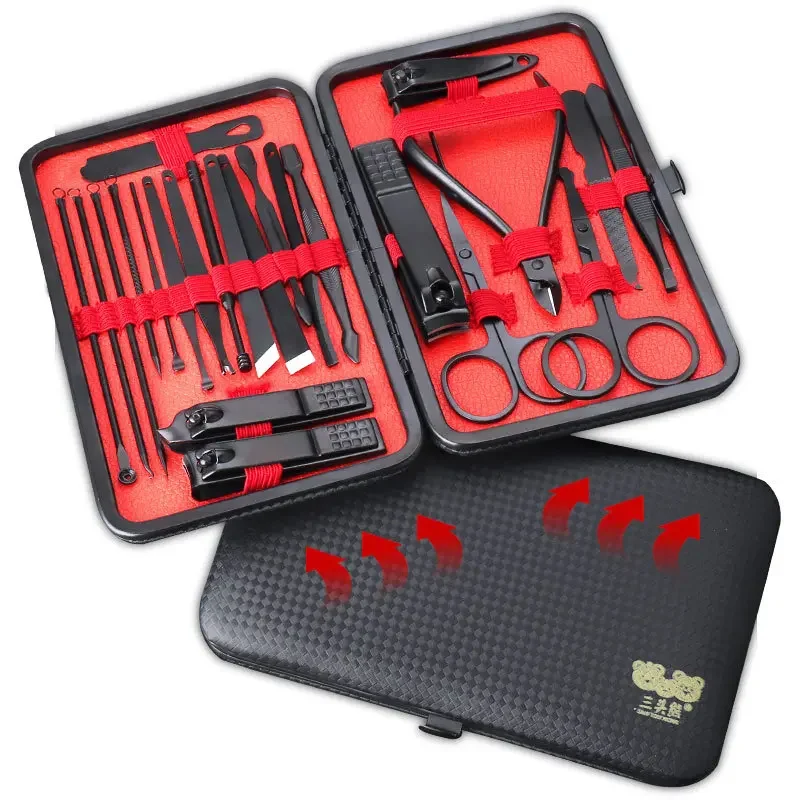 23Pcs Manicure Set With Leather Case Professional Foot And Face Care Tool Kits Stainless Steel Nail Clipper Sets Gift