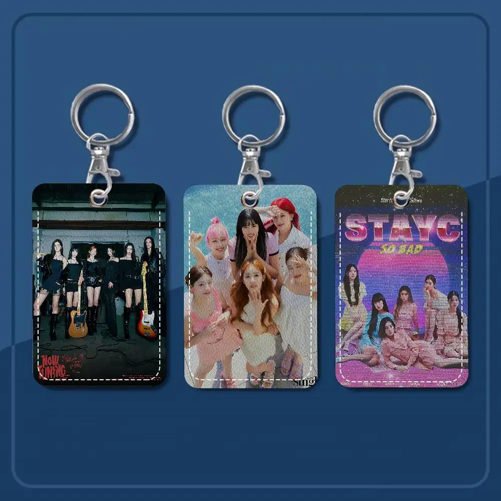 Kpop Group S-sTAYC Rectangle Keychain Card Holder, Badge Credit Card Holder, Student ID Card Holder, Bus Cards Cover