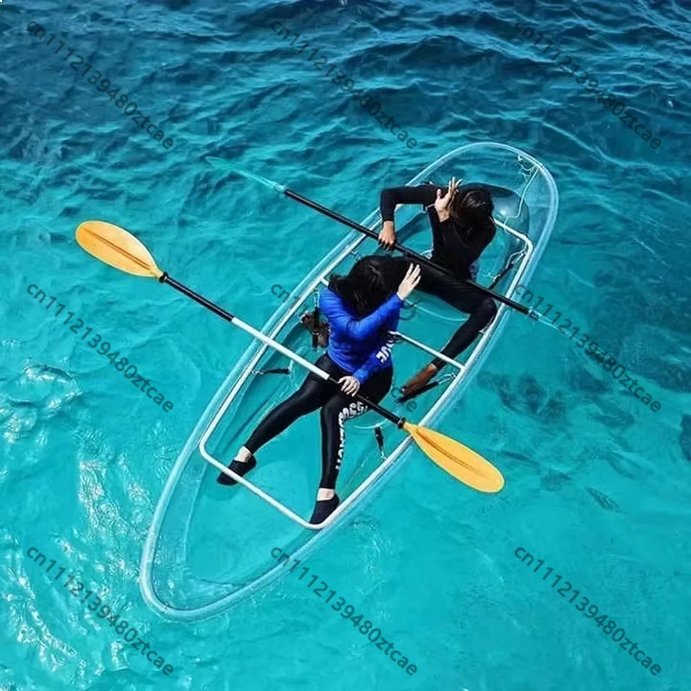 2 Person Transparent Polycarbonate Fishing Kayak Crystal Clear Bottom Canoe