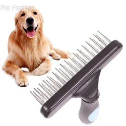 Dog Rake Deshedding Dematting Brush Comb Undercoat Rake for Dogs Cats Short Long Hair Pet Brushes Shedding with Double Row Pins