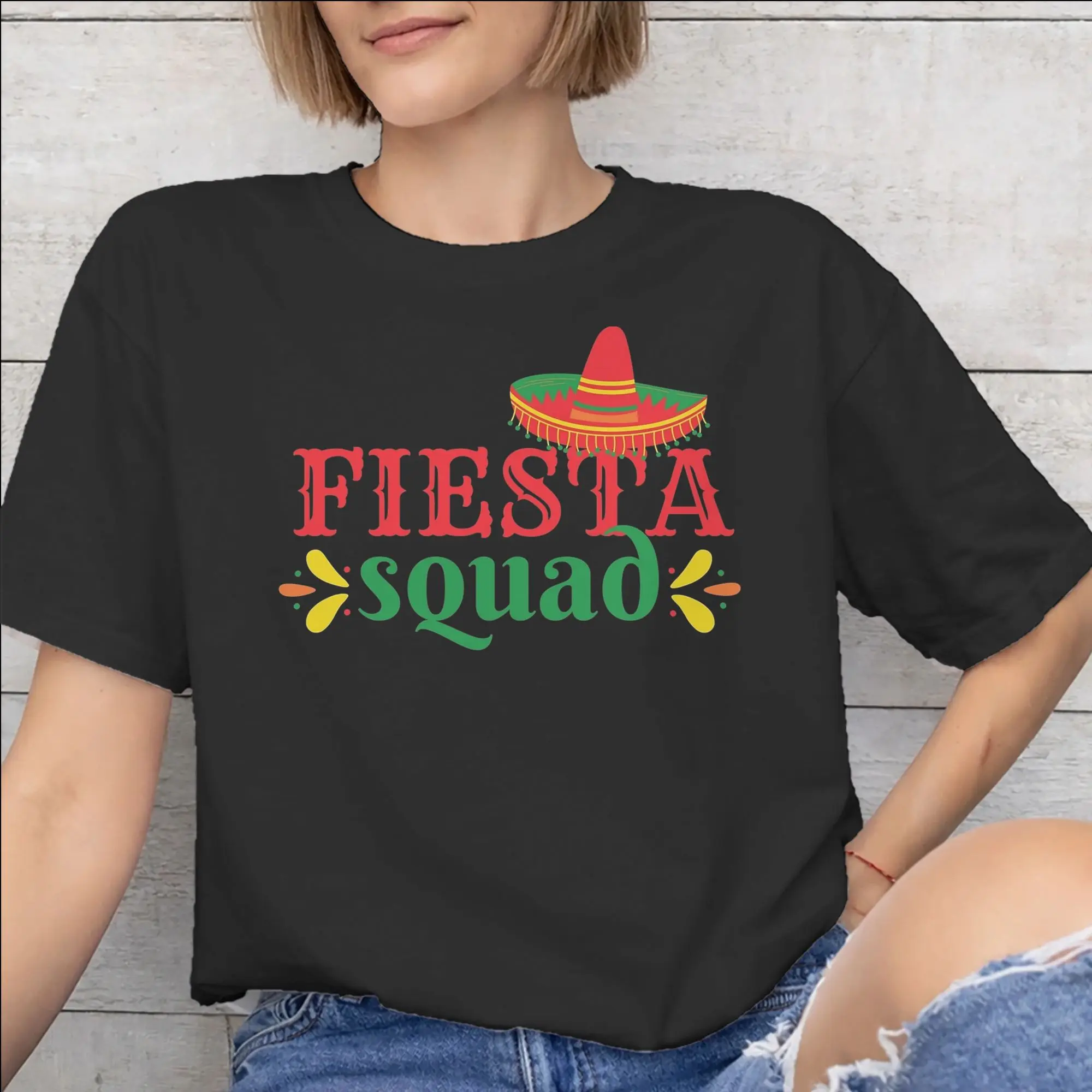 Fiesta Squad Cinco De Mayo Outfit Unisex T Shirt Pure Cotton Tee Graphic Printing  T-shirt Clothes