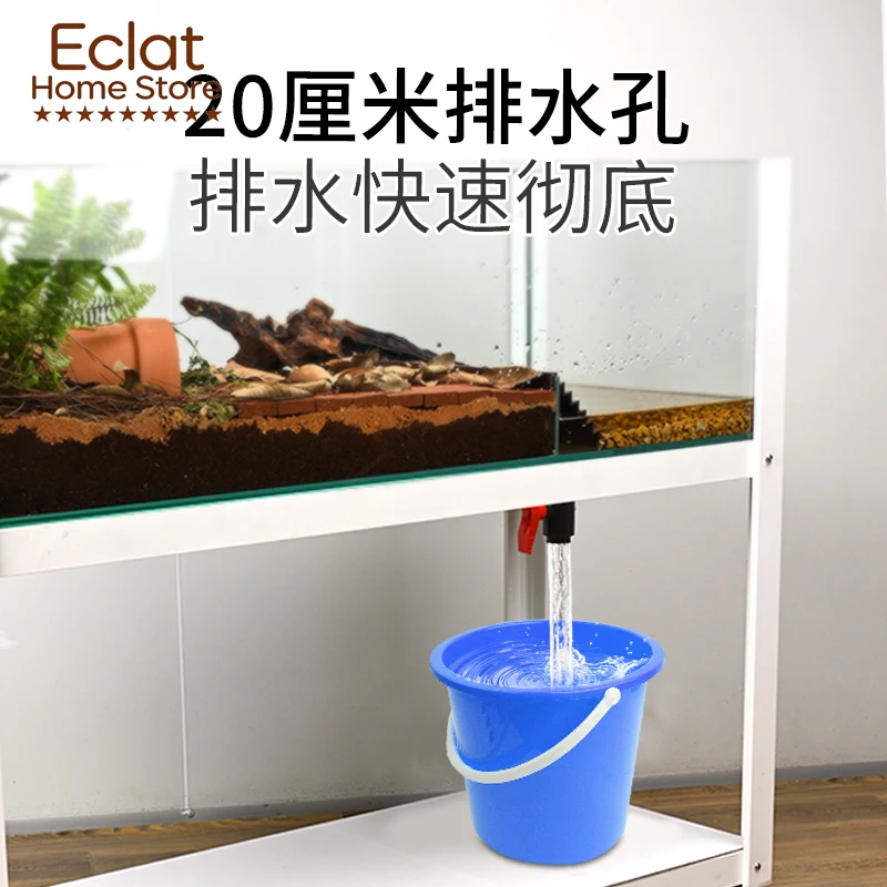 Yellow edge half water turtle glass tank aluminum alloy bracket movable turtle ecological landscaping special water tank