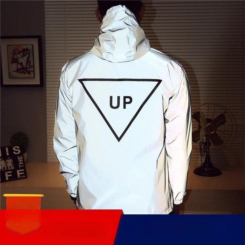 Led light up blusão casais ciclismo jaqueta reflexiva combinando noite correndo esportes usar suas dela capa de chuva de segurança ao ar livre