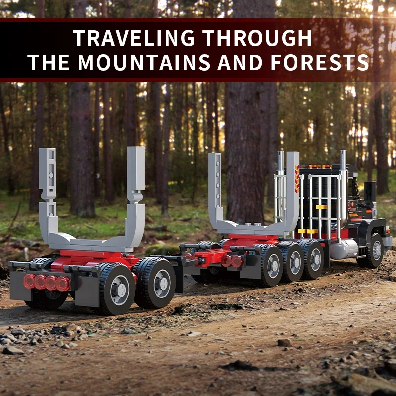 445 قطعة رأس شاحنة أمريكية اللبنات الخشب شاحنة نقل نموذج سيارة الطوب سطح المكتب الحلي الاطفال ألعاب تعليمية الهدايا