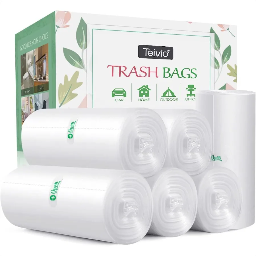 

2,6 галлона, 330 шт., прочные мешки для мусора, мешки для мусора от ванной комнаты, вкладыши для мусорного бака, небольшие пластиковые пакеты для домашнего офиса, кухни