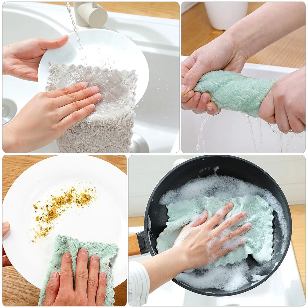 

20Pcs Thickened Water Absorbent Dish Cloths Supple Design Reusable Kitchen Cleaning Wipes Polyester Towels Dish Rag