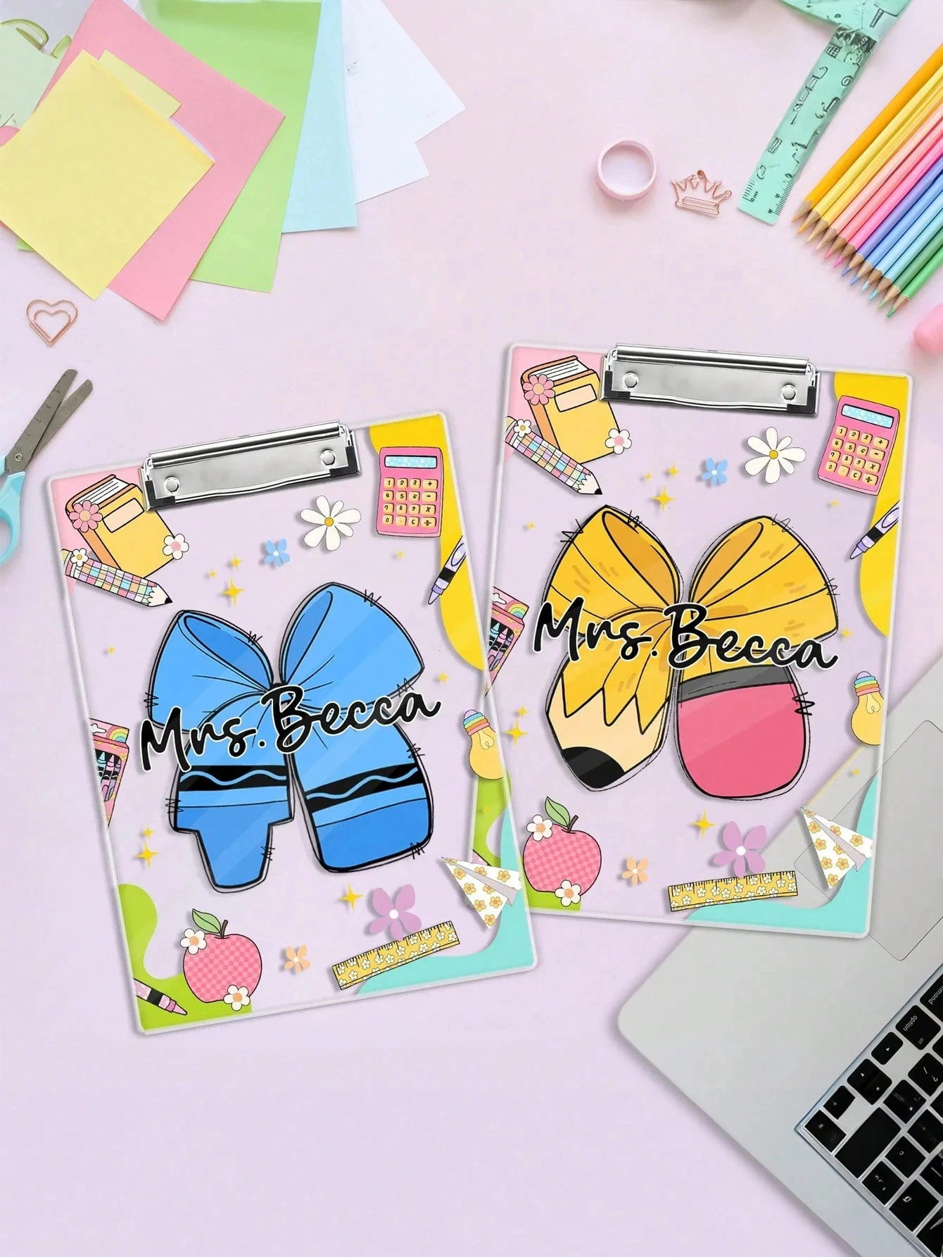 22.3*30.5CM Customized Bow Folder,Teacher Nurse Office File Clipboard,Documents Collection, Personalized Name Special File Board