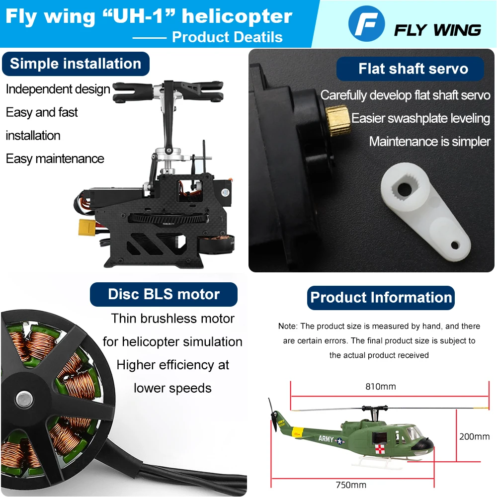 FLY WING UH-1 V3 RC Helicopter V3 Upgrade Version 6CH UH1 Huey GPS Altitude Hold RC Scale Helicopter H1 Flight Control System