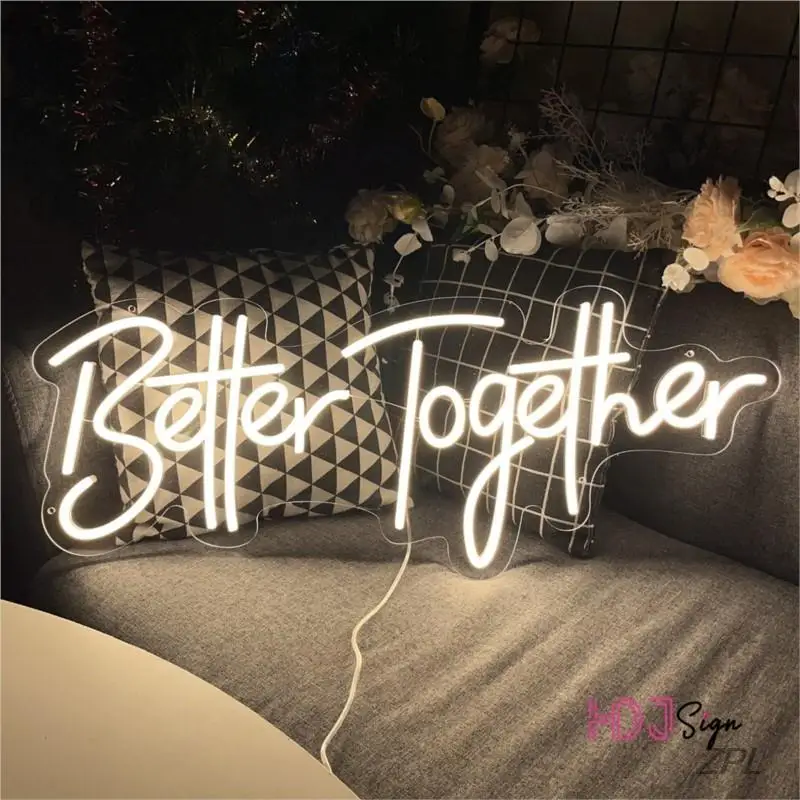 Letrero de neón LED personalizado, mejor Togrther, letrero de letra Separable, luz para el hogar, salón, restaurante, propuesta de boda, fiesta,