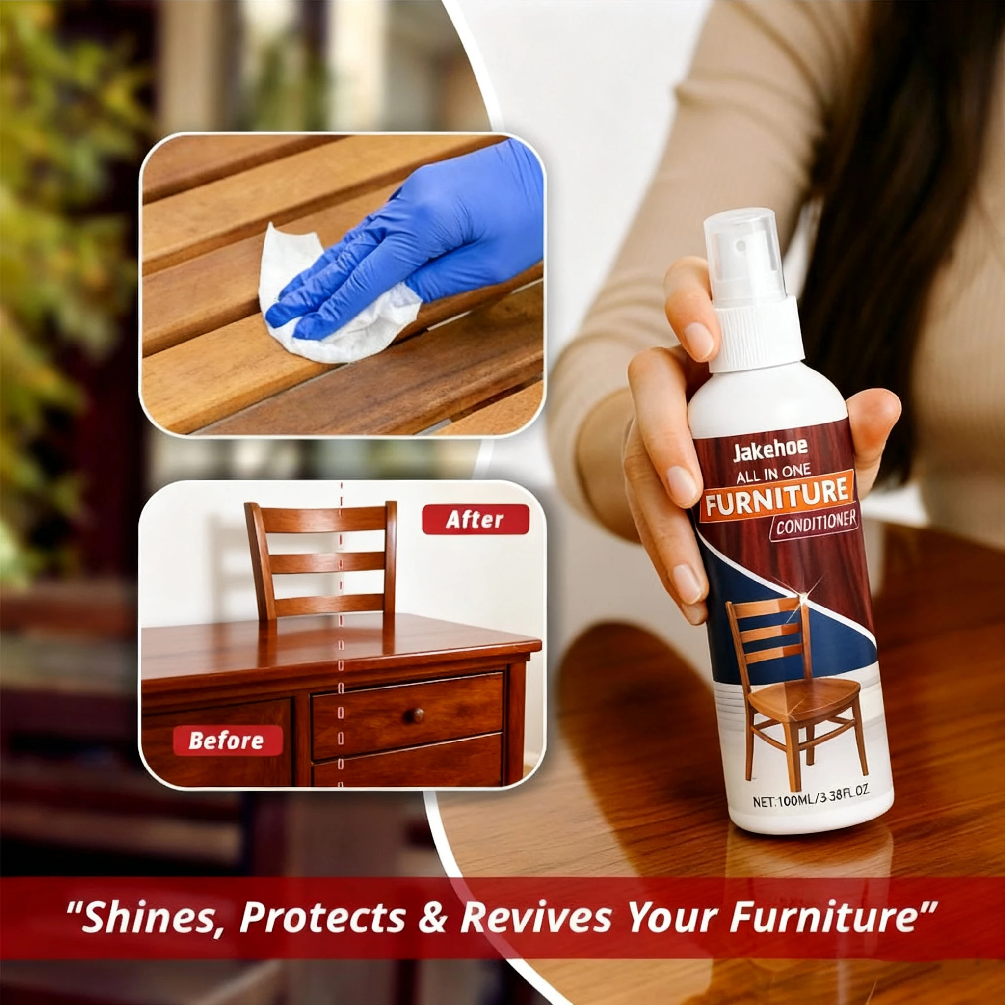 

100ml Wood Care Polish Spray All in One Waterproof Furniture Polisher Wooden Restoring Natural Shine Household Cleaning Supplies