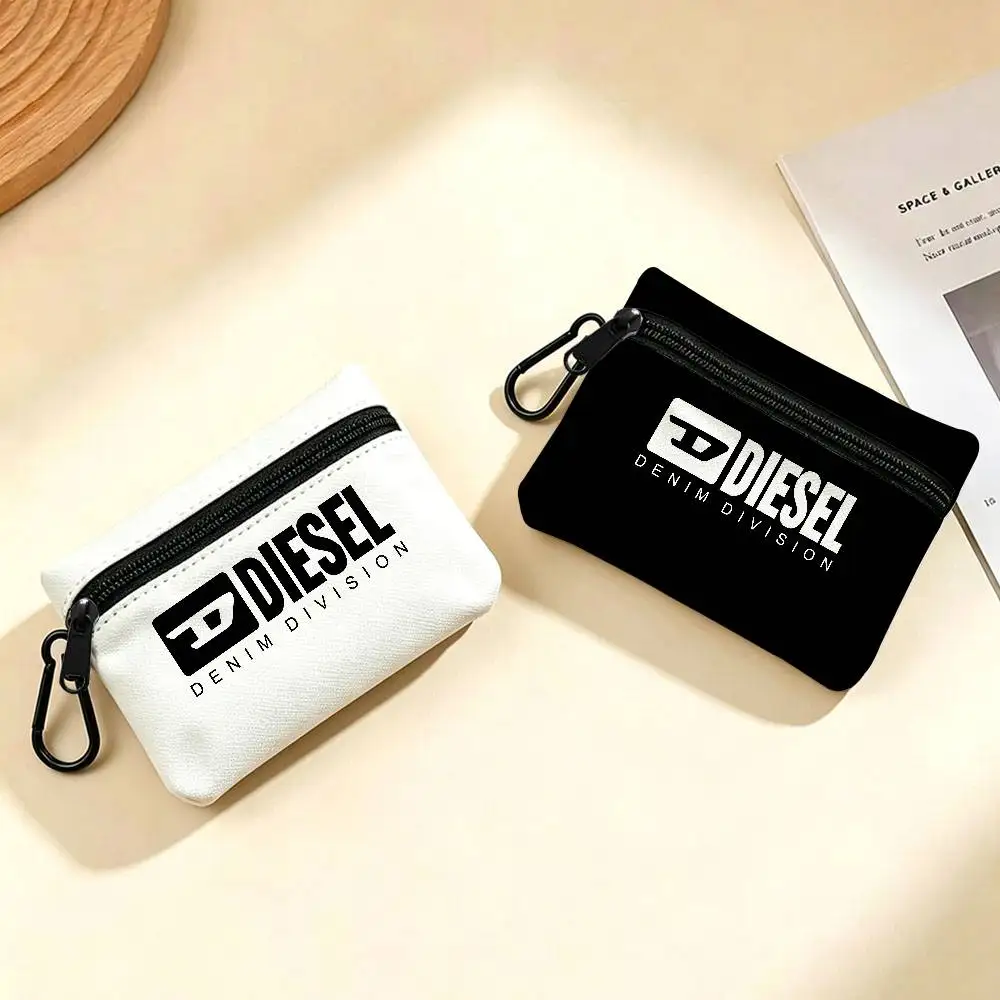 Fashion Brand D-DIESEL Lightweight Oxford Fabric Coin Purse Carabiner Hook Design Mini Card Key Organizer Bag
