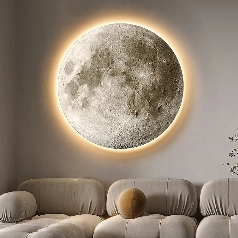 

Moon living room sofa background wall decorative painting simple high-end restaurant hanging painting sandstone texture painting
