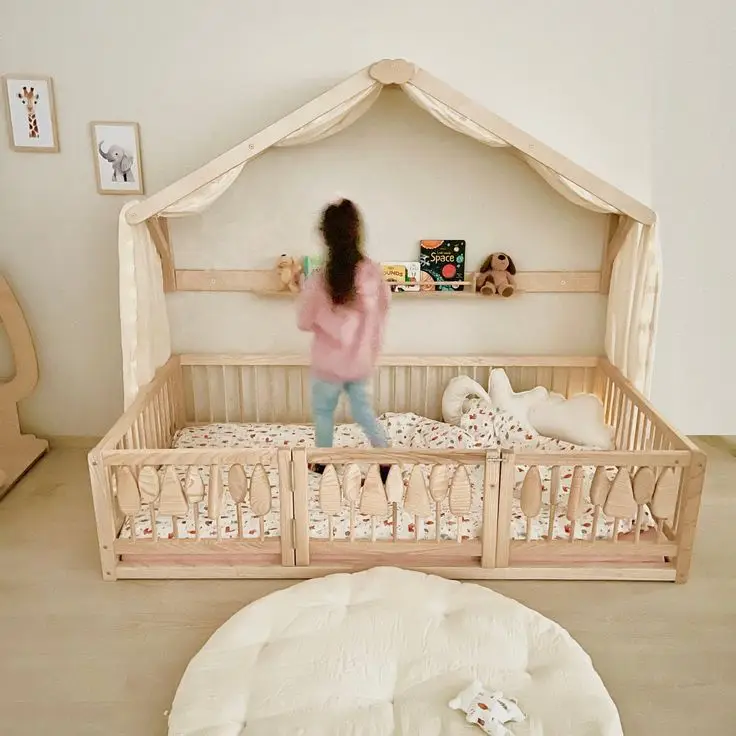 &c Minimalist Cheap Factory Price Wooden Bed Frame Cabin Princess Twin Daycare Complete Bedroom Set Good Quality Simple Style