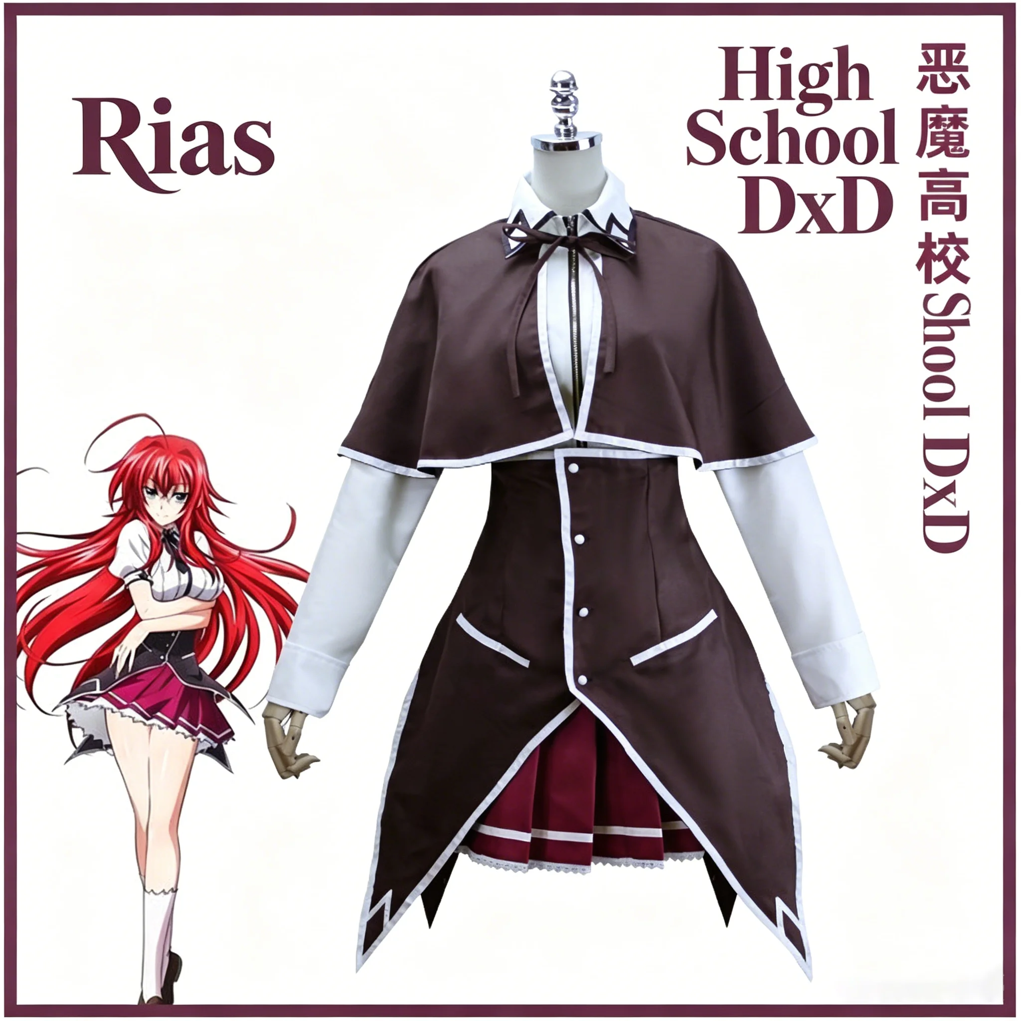 Conjunto de Uniforme Escolar Gótico Retro para Cosplay, Top de Manga Larga con Capa y Falda Plisada para Fiestas Temáticas