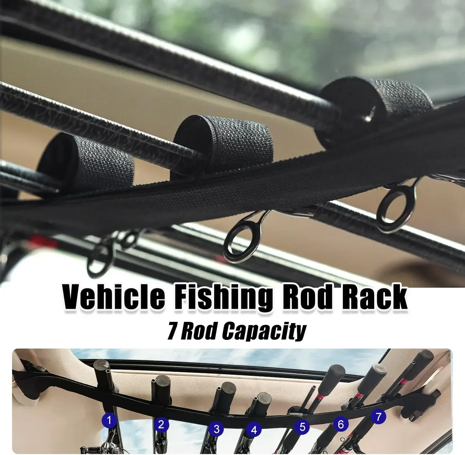 Fishing Rods Holder Fishing Rod Carrier for Car Fishing Rod Rack 5/7/8/9 Rod Capacity Heavy Duty for SUV/Wagons/Van/Jeep/Truck