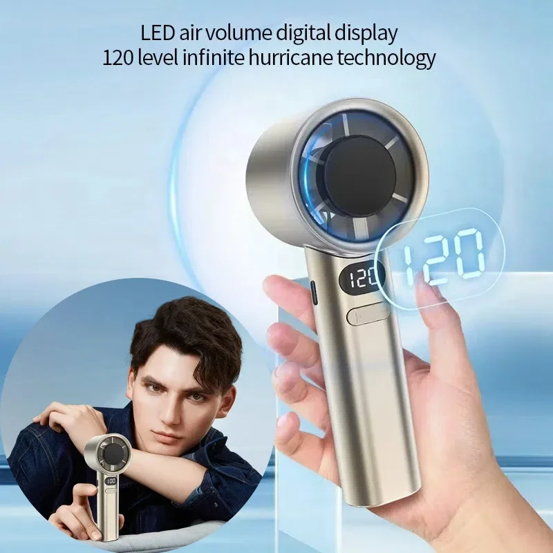 New Mini Handheld Fan 120 Speed Portable Desktop Fans Instant Cooling With Ice Mode USB Rechargeable Stylish Fan for Women