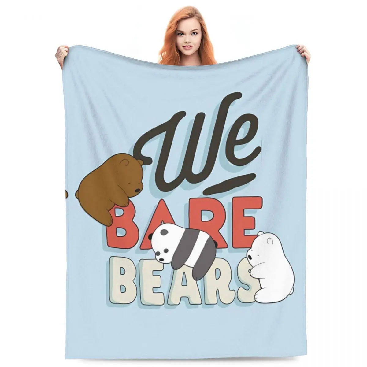 We Bare Bears Flannel Blanket Super Soft Bedding Throws for Living Room Travel Office Funny Bedspread Sofa Bed Cover