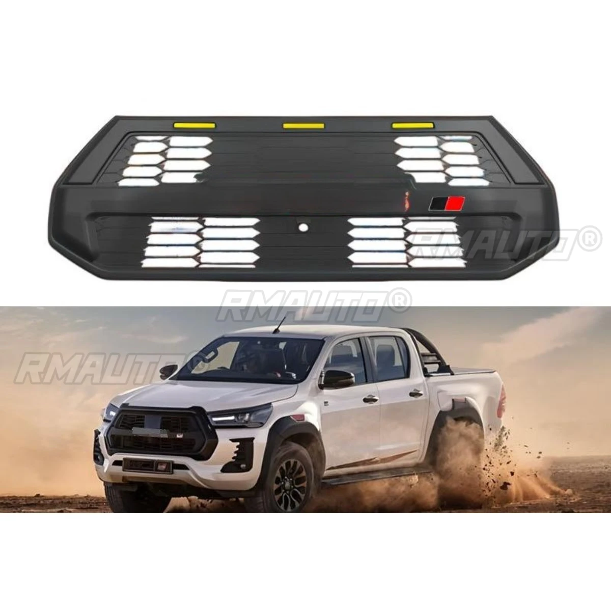 Car Bumper Grill Decorative Strips Racing Grille Body Kit Front Bumper Grill For Toyota Hilux 2023-2025 Exterior Part