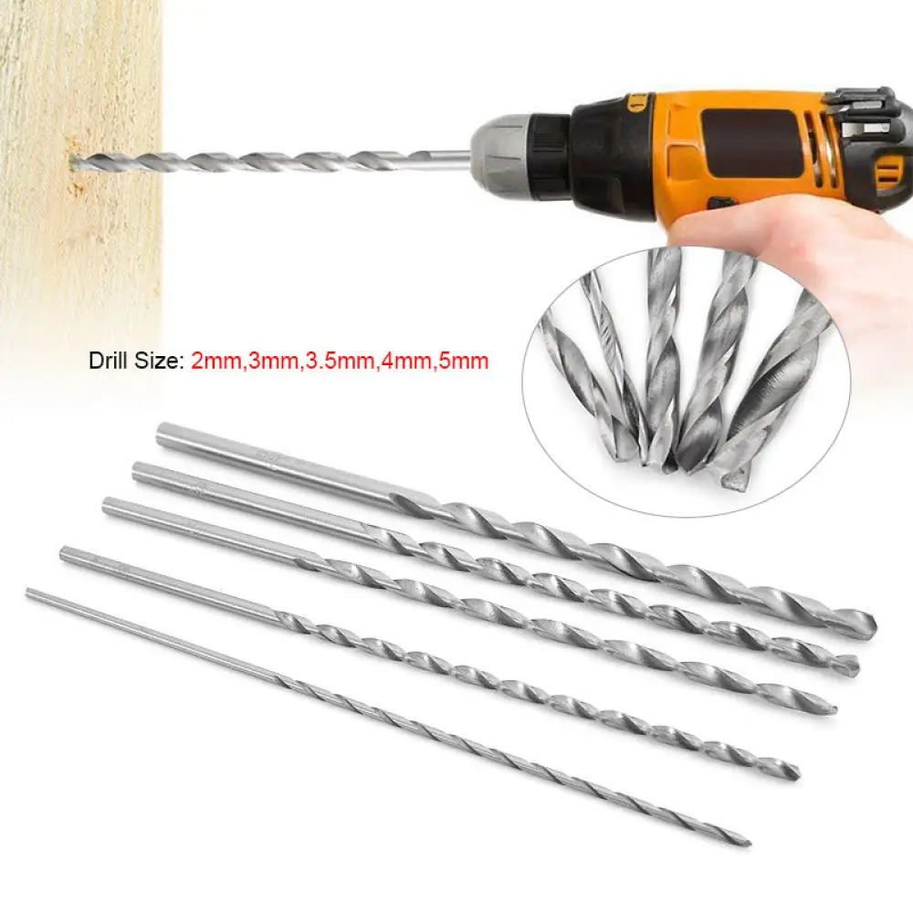Extra Long Drill Bits High Speed Steel Straight Shank Deep Hole Woodworking Power Drill Hardware Replacement Kit