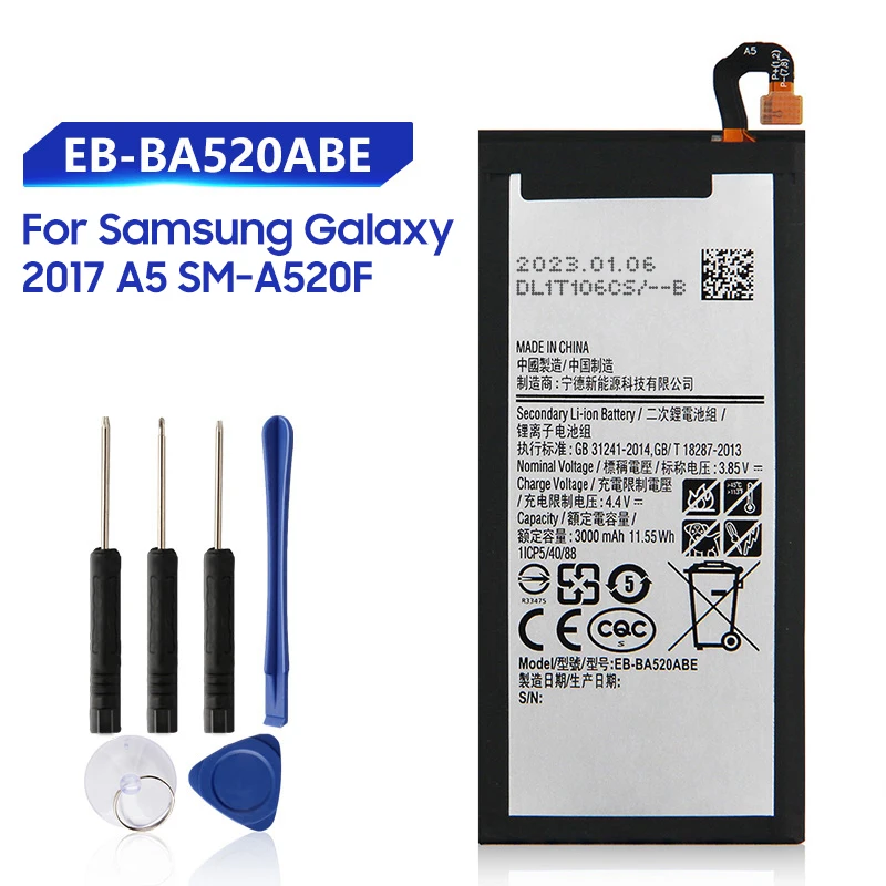 

Replacment Battery EB-BA520ABE For Samsung Galaxy A5 2017 Version A520 A520S A520F SM-A520F Phone Battery 3000mAh