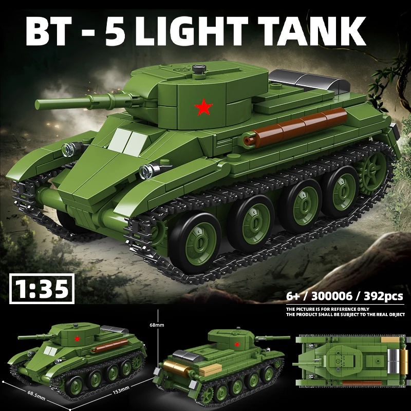 New 2026 Soviet Moscow Campaign BT-5 Light Fast Tank Assembly Model Building Blocks Toy Car 1:35 Scale