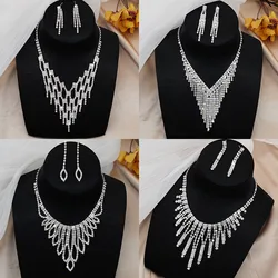 New style fashion Exquisite Jewelry Sets For Women bride Wedding Party Accessories Cubic Zircon Stud Earrings & Necklace Gift