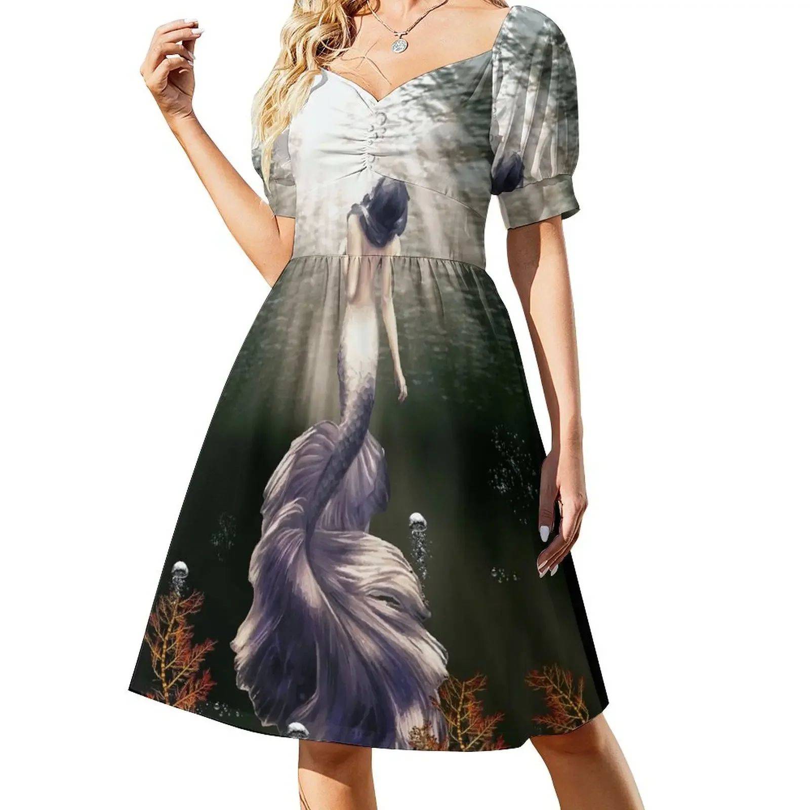 

MERMAID FROM THE DEEP Short-Sleeved Dress dress party evening elegant luxury celebrity Clothing female Woman clothes