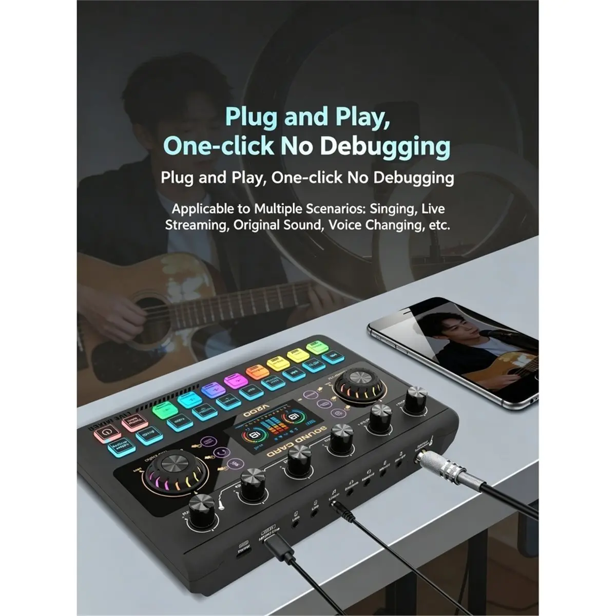 11·11coupon-scheda-audio-per-streaming-live-digitale-e-interfaccia-audio-scheda-audio-per-registrazione-esterna-nera