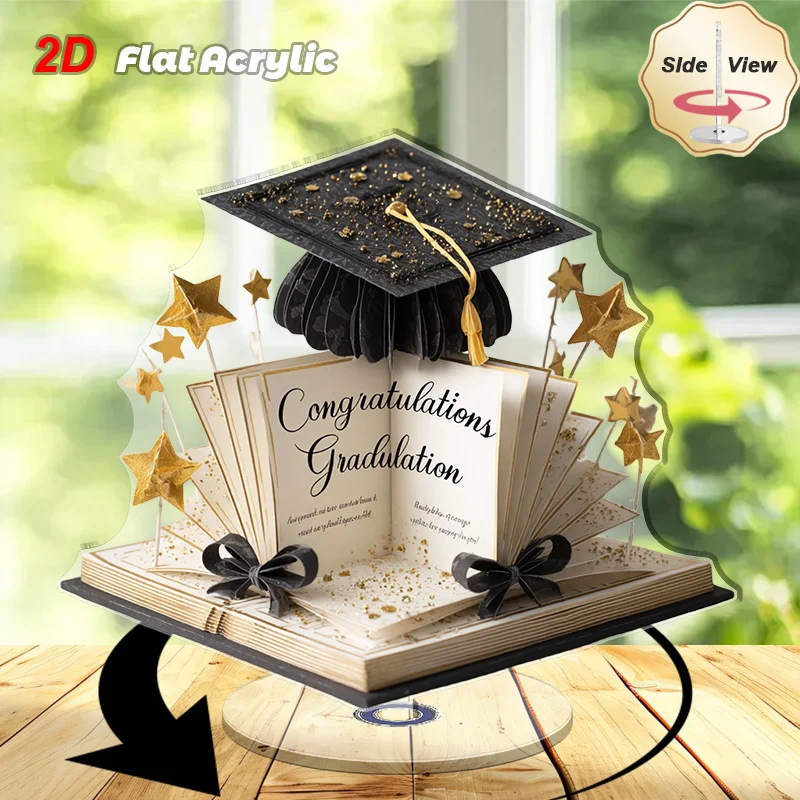 2D Flat, Rotatable Acrylic Decorative Ornament, Rotatable Degree Design Display Ornament, Home Dormitory Ornament, Office Atmosp