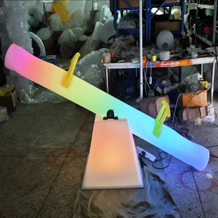 Illuminated Seesaw Swing Seat Kid Toys Cylinder Lever Motif Light Lever Interactive Seats Seesaw Resort Teeterboardpromote sales