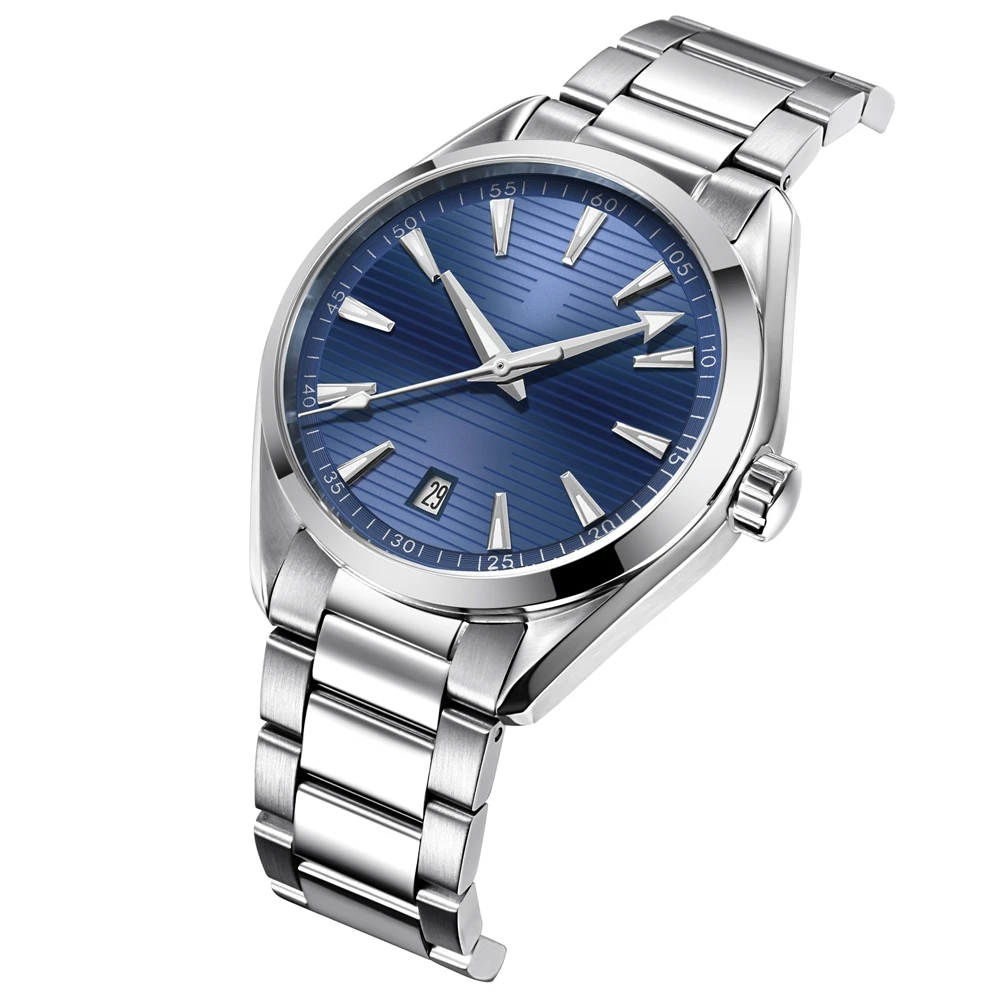 Logo personalizzato 41mm Orologio sportivo da uomo NH35 Automatico Relogio Masculino Orologio da polso meccanico Data Orologio da uomo con cinturino in acciaio zaffiro