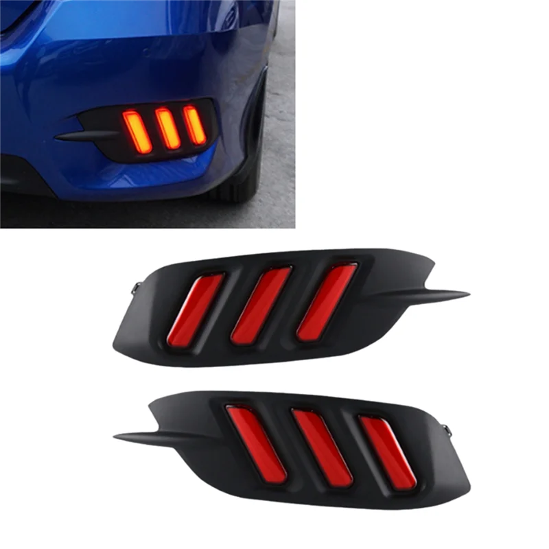 

AB96-Car LED Tail Brake Light Rear Bumper Dynamic Turn Signal Lights For HONDA Civic 2016-2018