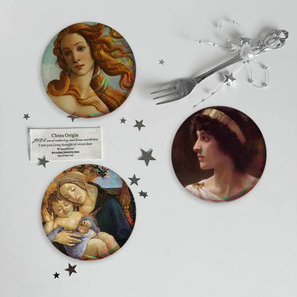 S-Sandro Botticelli Renaissance Brooches Cartoon Badge Pins Backpack Hat Accessories Friend Gift