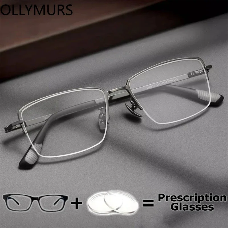 

Очки OLLYMURS для коррекции близорукости, полуоправа, высококачественная оптика, фотохромные мультифокальные линзы, чистый титан, мужские, по рецепту