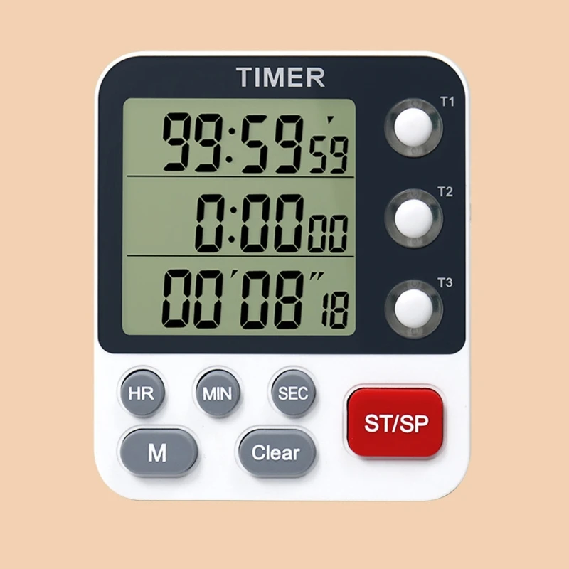 Kitchen Timer Digital Kitchen Timers Cooking Timer 3 Channels Count UP＆ Down Timer for / Loud Alarm Classroom Bathroom