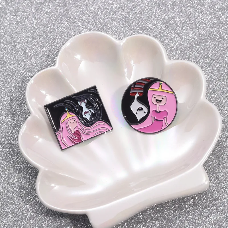 핀과 개 제이크 핀 브로치와 만화 모험 시간 귀여운 레몬 프린스 애니메이션 그림 에나멜 옷깃 핀 쥬얼리 코스프레 소품