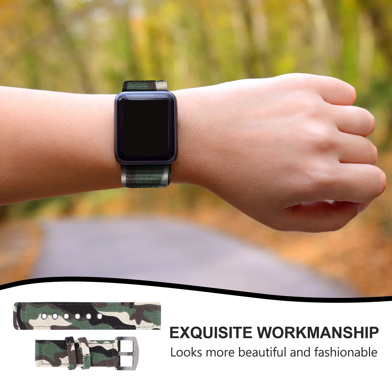 

2pcs Camouflage Canvas Watch Strap Durable Comfortable Belt Wristband Accessories Creative Nylon Band For Men Women Easy