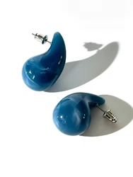 GHIDBK 31mm*17mm Multicolor Medium Acrylic Waterdrop Stud Earrings for Women Chunky Thick Tear Drop Ear Studs Light Weight