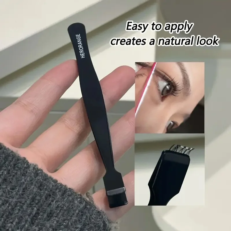 Precision Lower Lash Tweezers Eyelash Extensions Tweezers with Flat Wide Tips Premium Stainless Steel Lash Applicator Non-Slip