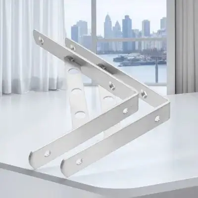

2pcs Wall 20Cm Heavy Duty Stainless Steel Floating Shelf Supports For Garage, L Brackets For Wood, Metal Shelf Brackets