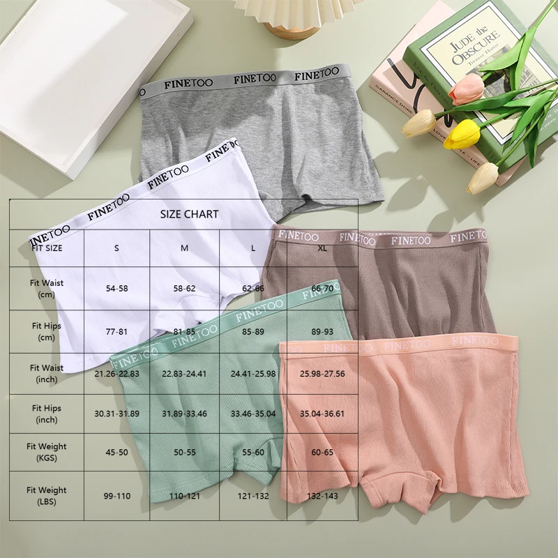 FINETOO 6 قطعة/المجموعة سلس النساء القطن الملاكمين الملابس الداخلية شرائط السراويل بلون السيدات لينة Boyshorts حجم كبير القطن الملاكمين