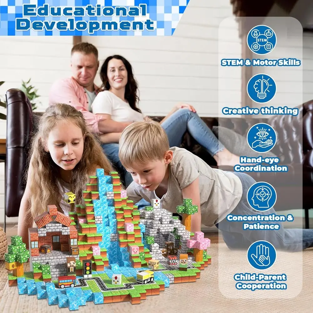 Zestaw magnetycznych klocków - 200 elementów, edukacyjne zabawki magnetyczne dla dzieci w wieku 3+, idealny prezent dla chłopców i dziewcząt, w wieku 4-12 lat