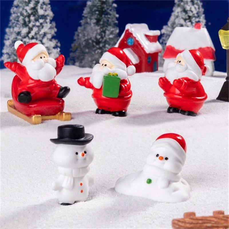 Creative Mini Santa Claus Elk Snowman Christmas Tree Resin Car Home Ornaments Micro Landscape Decoration DIY Accessory Kids Gift
